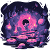 Neon Mäusehöhle mit Donuts