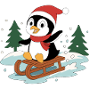 Penguin Pino on a sled