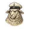 Sheep captain in anchor look