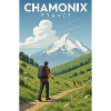 Alpenwanderer vor Mont Blanc