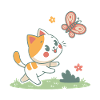 Chat joueur et papillon
