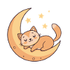 Dreamy kitten on golden moon