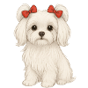 Maltese dog with red bows