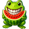 Cheerful frog toad with watermelon summer