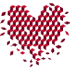Geometric heart made of red cubes