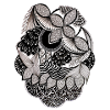 SchwarzWeiss Blattmuster Kreisdesign