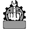 Mittelfinger Fuck You Namensschild Grau
