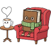 Buch Cartoon Kaffee Design Lesekunst