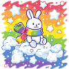Rainbow bunny on cloud