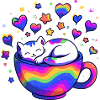 Regenbogenkatze im Becher