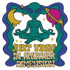 Meditating alien in retro space look