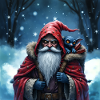 Santa Wizard with Blue Cat