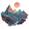 Surreale Berglandschaft – Bunte Naturkunst