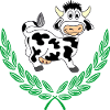 Cute Cow in Green Laurel Wreath