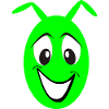 Green Cheerful Cartoon Face Monster