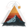 Mountain in Retro Triangle – Geometric Design