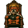 Royal Bulldog King on Throne Cartoon Graphic