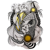 Flowing flower line with gold accents