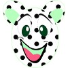 Laughing bear head with dots