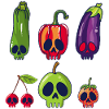 Fruit and vegetable skulls