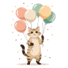 Katze mit bunten Ballons