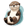 Satisfied otter smile in the water
