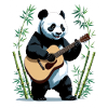 Panda-Gitarrist im Bambuswald