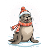 Winter seal with scarf