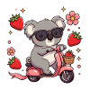 Cooler Koala-Rollerfahrer Kawaii Sommerkunst