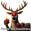 Reindeer with mulled wine Merry Christmas