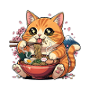 Kawaii Ramen Cat Mount Fuji