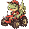 Dinosaur stegosaurus tractor farmer