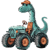 Dinosaur Brontosaurus Tractor Farmer