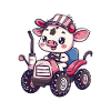 Cow Tractor Farmer