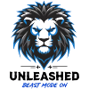 Blue Neon Lion Crest Unleashed
