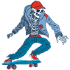 Skeleton on skateboard