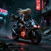 Blonde Night Zombie on Motorcycle