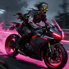Zombie knight on neon bike