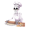 Skeleton Baker Funny Cooking Motif