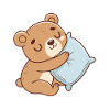 Cuddly Bear and Blue Pillow