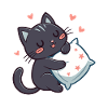 Starry Cuddly Black Cat with Pillow
