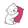 Polar bear hug and pink pillow