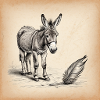 Donkey and Feather Sepia Sketch