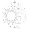 Celestial Sun & Moon Line Art