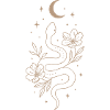 Mystic Snake Floral Line Art