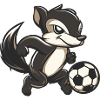 Skunk with Soccer Cartoon