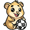 Cuddly hamster with soccer ball