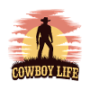 Cowboy Life Sunset Silhouette