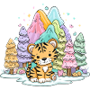 Tiger baby in rainbow land