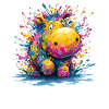 Bunter Tropfenhippo Design